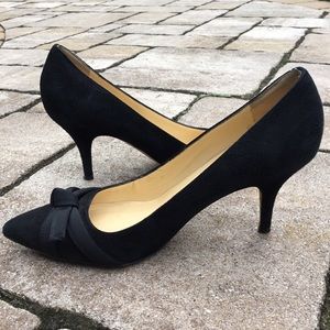 Kate Spade New York Black Suede Pumps with Bow